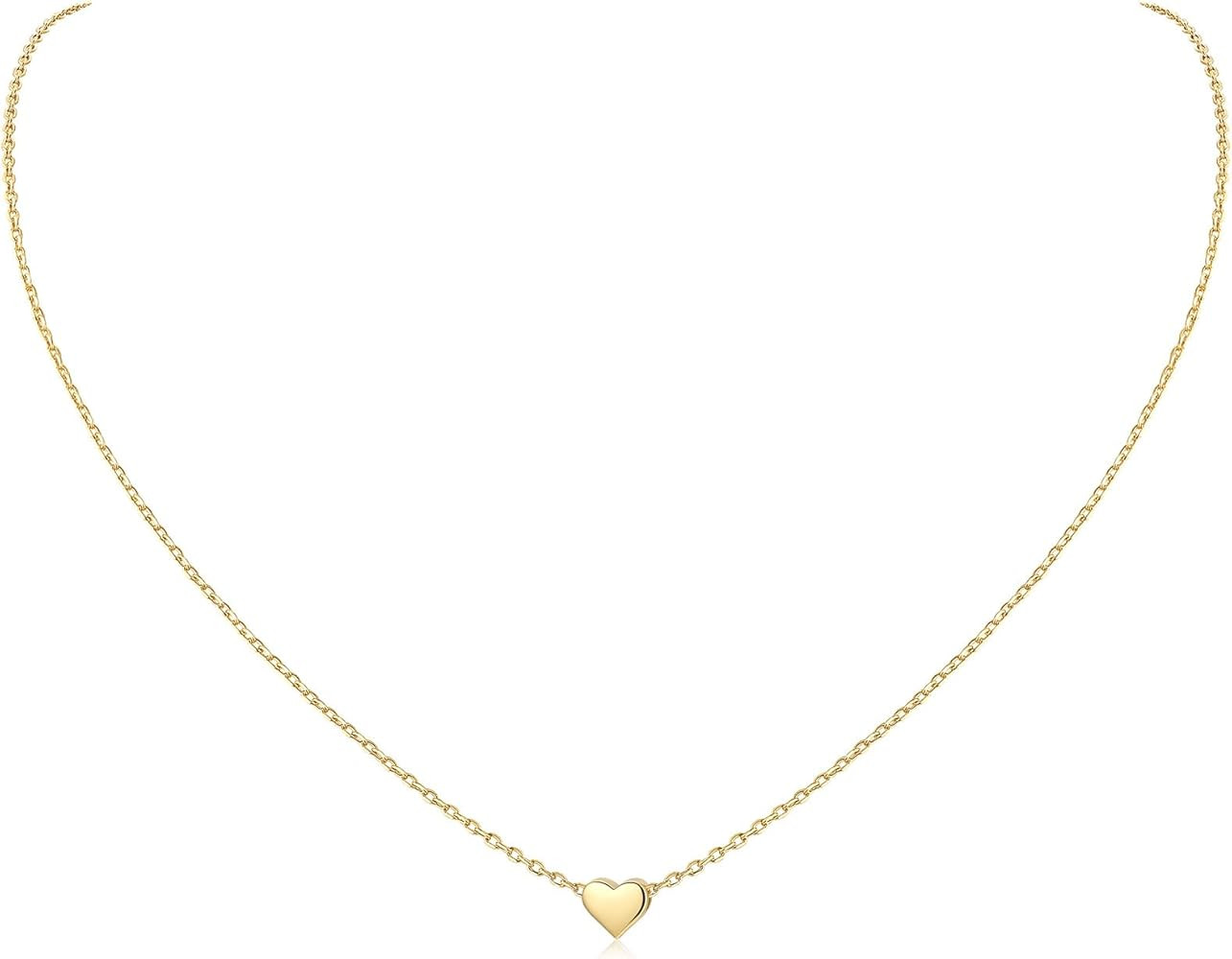 ChicSilver Personalized 925 Sterling Silver Dainty Small Heart/Star/Moon/Dot/Triangle Pendant Nec... | Amazon (US)