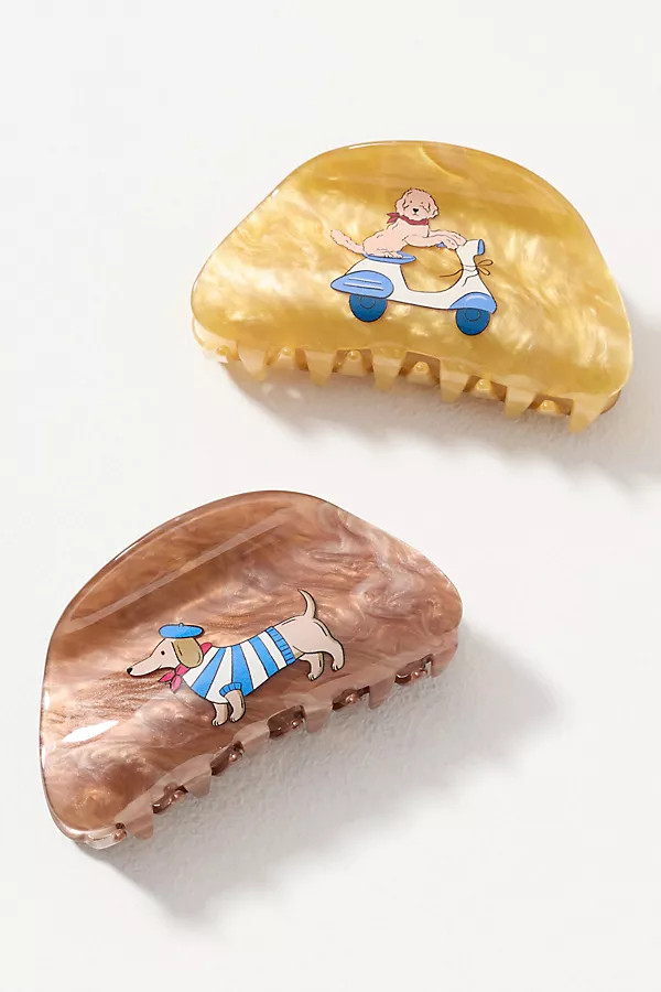 Frasier Sterling Euro Pups Hair Claw Clips, Set of 2 | Anthropologie (US)