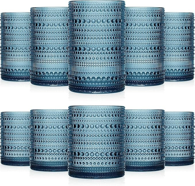 Foaincore Hobnail Drinking Glasses Set Vintage Glassware Old Fashioned Beverage Glasses Highball ... | Amazon (US)