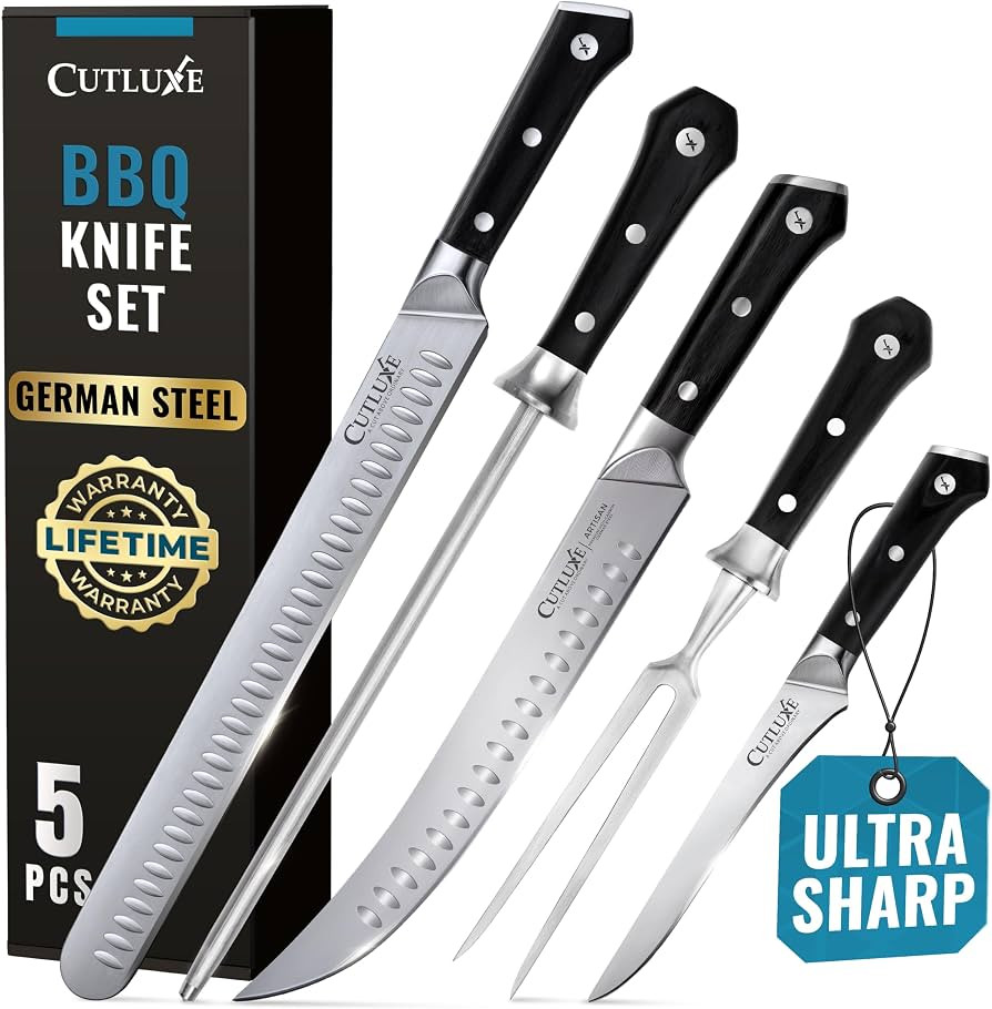 Cutluxe 5-Piece Butcher Knife Set – Slicing Carving Knife Set for Meat Cutting, Ultra Sharp Ger... | Amazon (US)