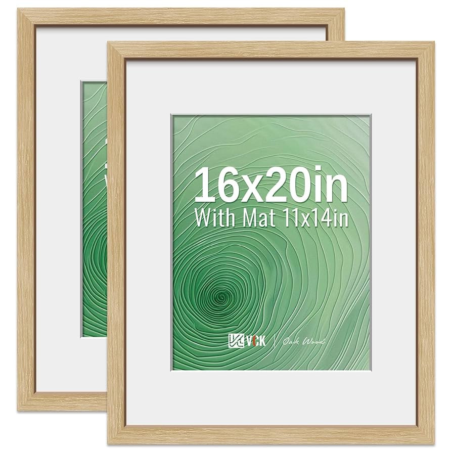 VCK 16x20 Picture Frame 2 Pack - Natural Oak, High-End Wood Poster Frames with Tempered Glass, Di... | Amazon (US)