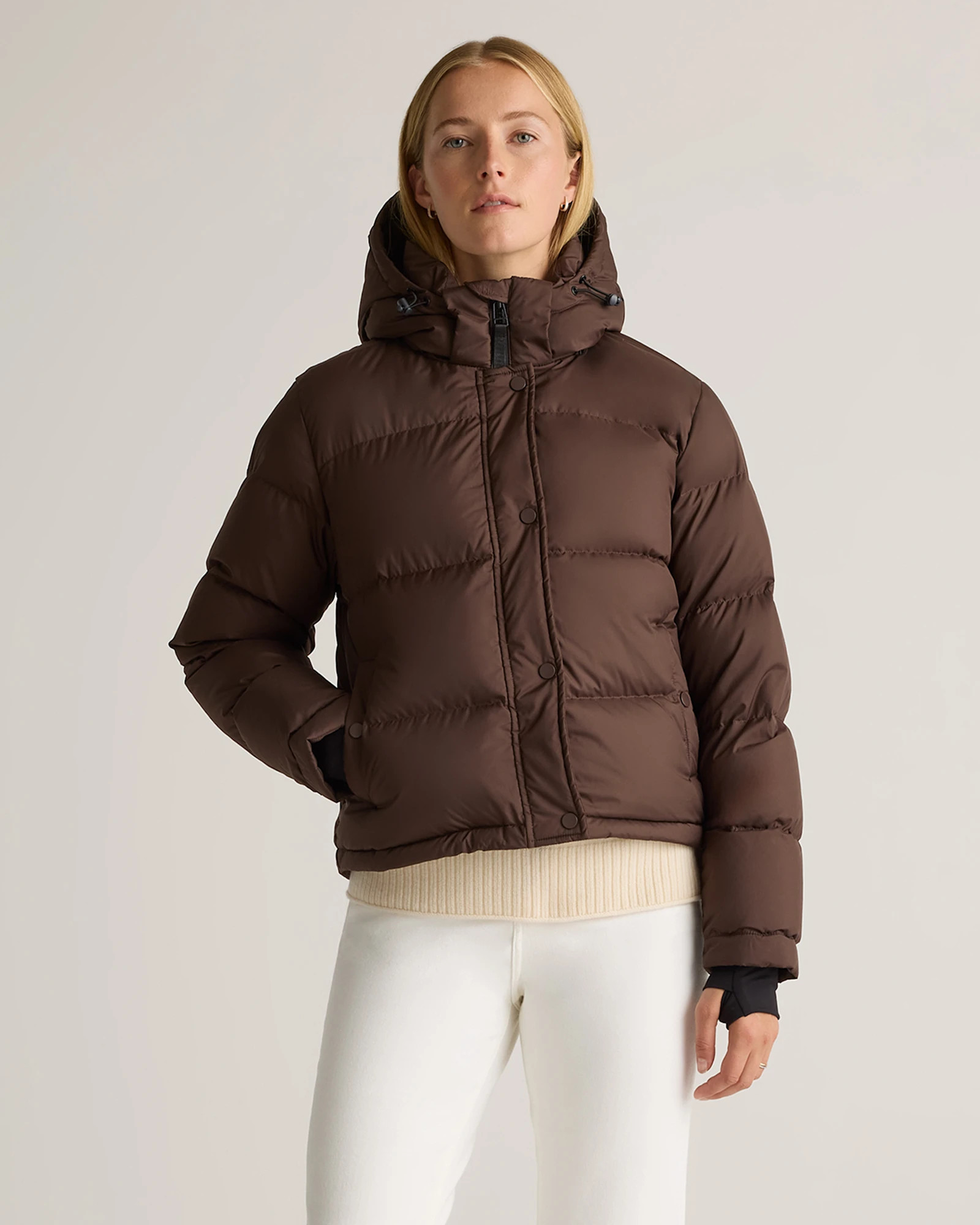 Quince | Women's Responsible Down Cropped Puffer Jacket in Blue, Size Medium, Recycled Polyester | Quince