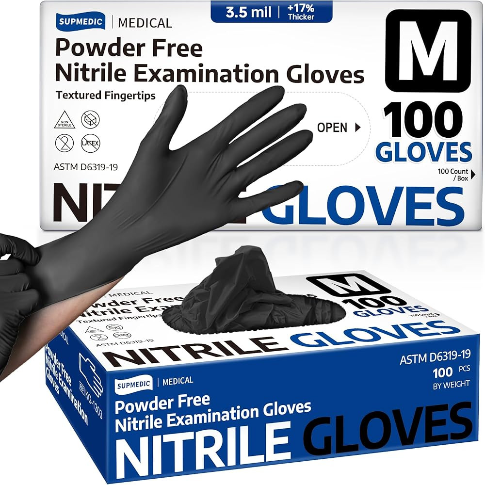 Medical Soft Max™ Black Nitrile Disposable Gloves, 100 Pcs, Latex-Free & Powder-Free Food Safe ... | Amazon (US)