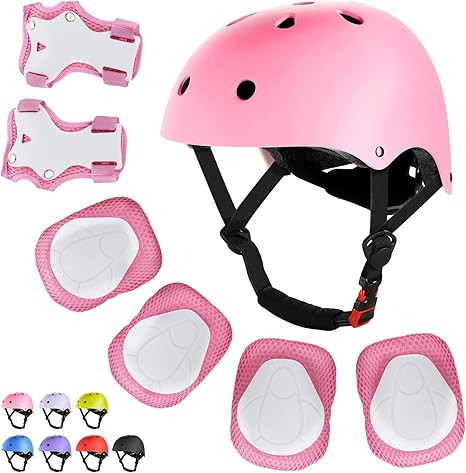 WayEee Kids Bike Helmet Set Skateboard Knee Pads, Helmet Pad Set Protective Gear Set Adjustable f... | Amazon (US)