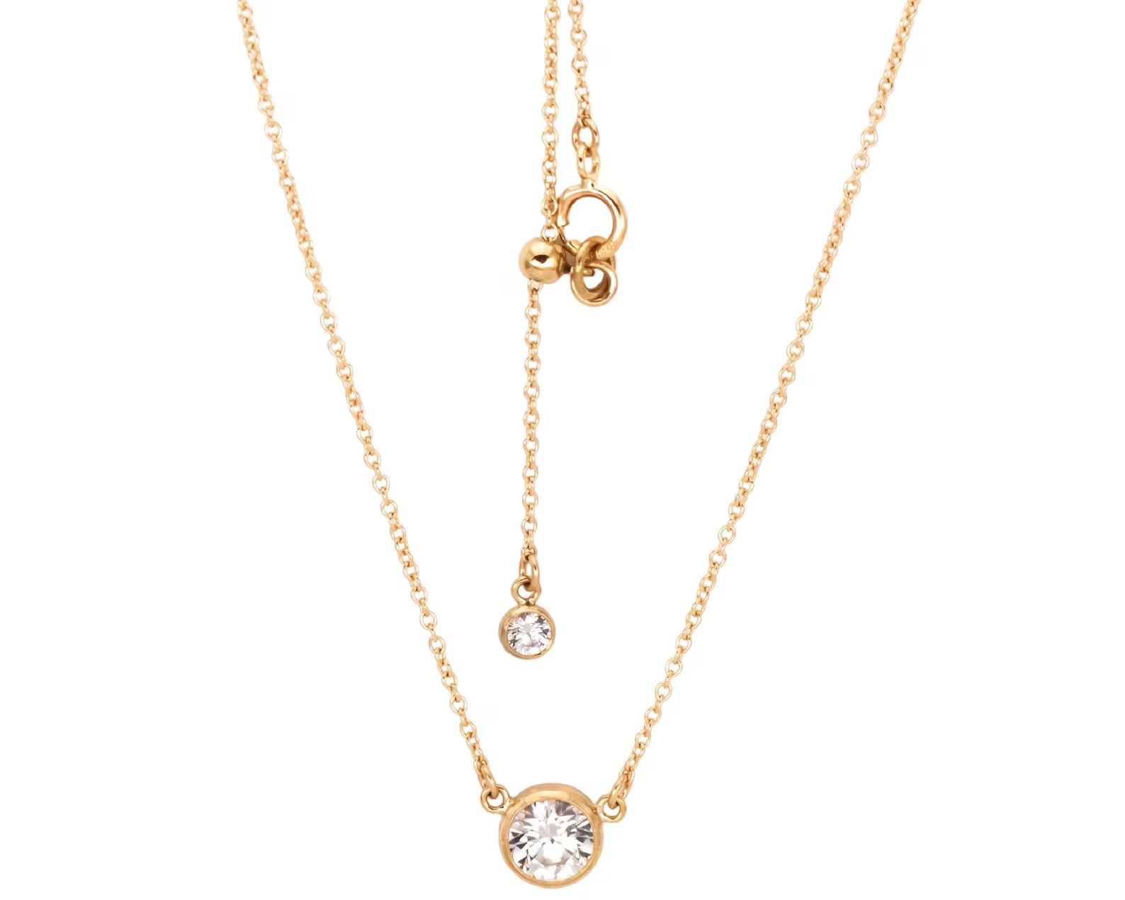 Nasreen Necklace  Diamond Cut CZ Charm  14k Gold-filled | Etsy | Etsy (US)