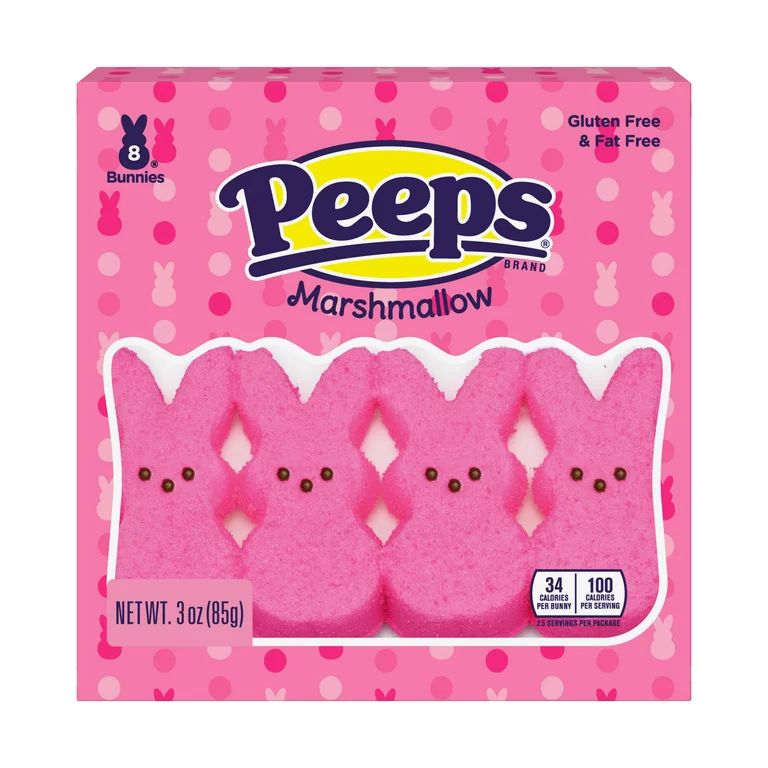 Peeps, Pink Marshmallow Bunnies Easter Candy, 8ct (3.0oz) | Walmart (US)