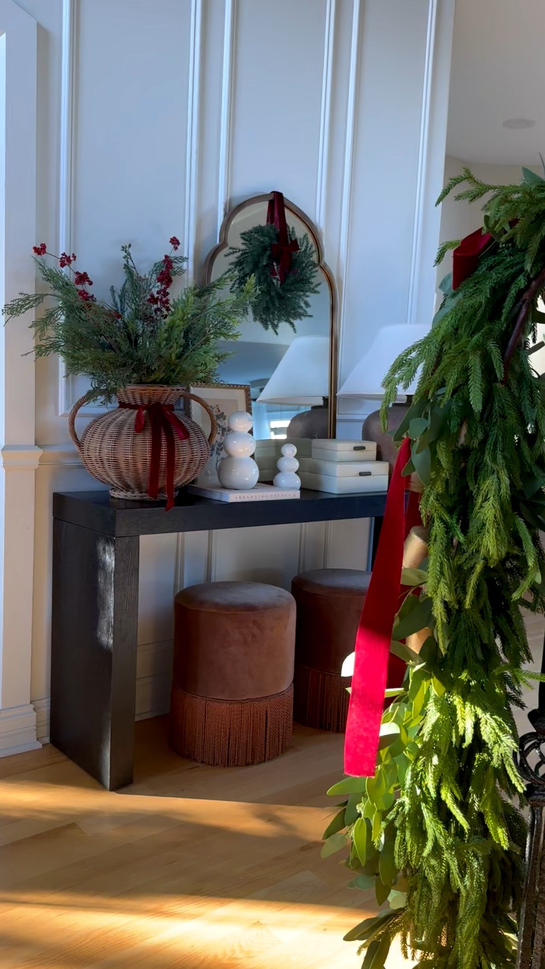 Holiday entryway inspo! Adding in burgundy and berry stems throughout my home for that cohesive classic and traditional Christmas.

#christmasdecor #holiday #christmas #entrywaydecor #wreath #holidaydecor
#consoletable #wayfair 

#LTKHome #LTKSeasonal #LTKHoliday