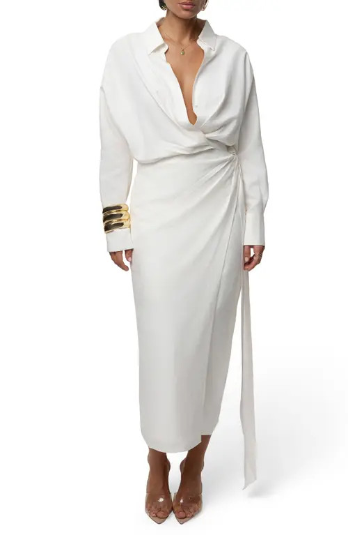 JLUXLABEL Skyline Long Sleeve Wrap Dress in Ivory at Nordstrom, Size Medium | Nordstrom