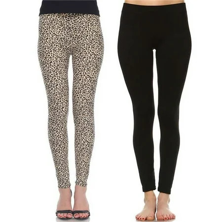 Leggings Brown Cheetah Black - One Size - Pack of 2 | Walmart (US)