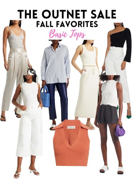 The Outnet Sale!!! These are my fall favorite basic tops! Knit tanks, button down shirts and blouses, one shoulder, crop top! Neutrals, orange, blue, white, and black!

#LTKunder100 #LTKsalealert #LTKunder50