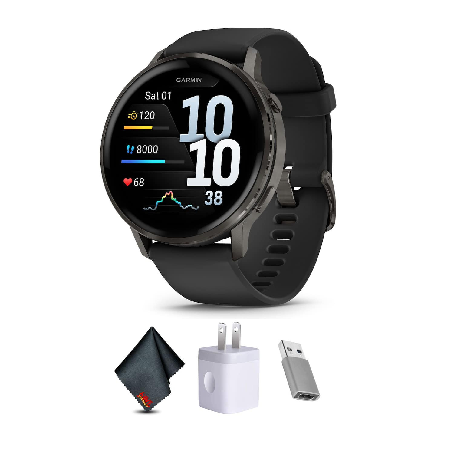 Garmin - Venu 4, 45mm, Advanced Health and Fitness GPS Smartwatch, Slate with Black Silicone Band - Black - (2025) | Best Buy U.S.