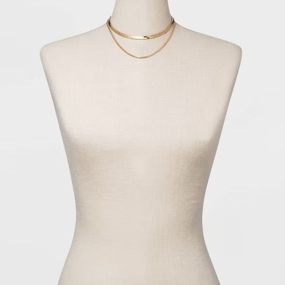 Snake Chain Necklace Set 2pc - A New Day™ Gold | Target