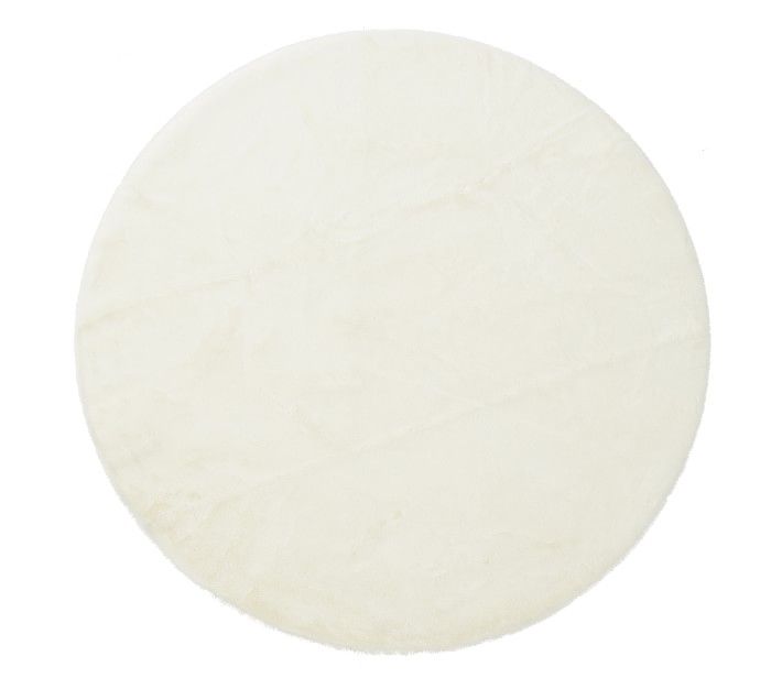 Machine Washable Faux Fur Nursery Round Rug | Pottery Barn Kids