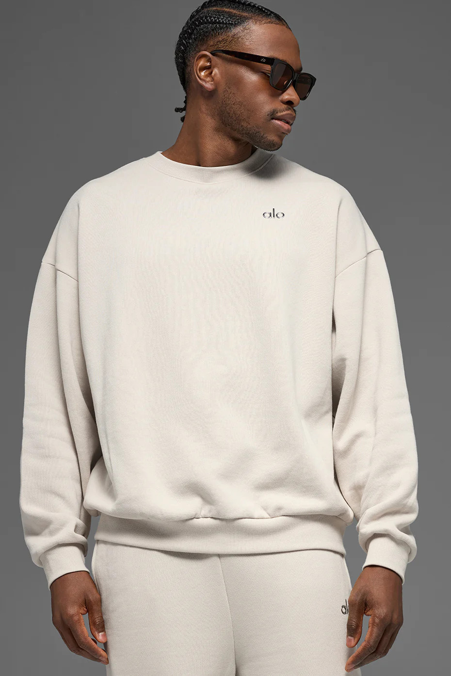 ALO | Accolade Crewneck Neck Pullover Top in Bone Beige, Size: XL | Alo Yoga