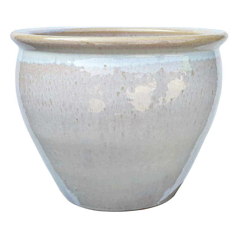 Mews White Ceramic Outdoor Planter, Large | At Home