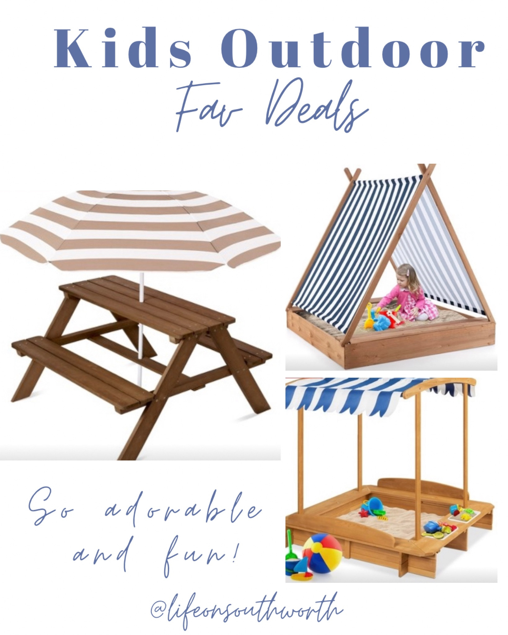 Loving these kids outdoor play & picnic areas! They’re adorable, durable & fun! The stripes are classic & perfect for a cute little addition in your yard or deck. Kids outdoor living at its best! 

#LTKKids #LTKFamily #LTKSeasonal