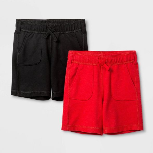 Toddler Boys' 2pk Adaptive Knit Pull-On Shorts - Cat & Jack™ Black/Red | Target