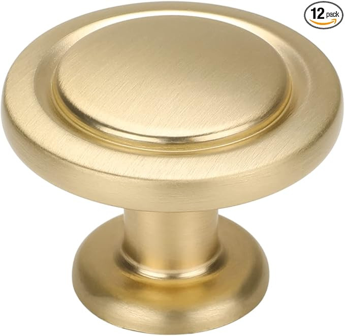 OYX 12Pack Gold Cabinet Knobs Brushed Brass Knobs,Gold Knobs for Kitchen Cabinet Hardware Modern ... | Amazon (US)