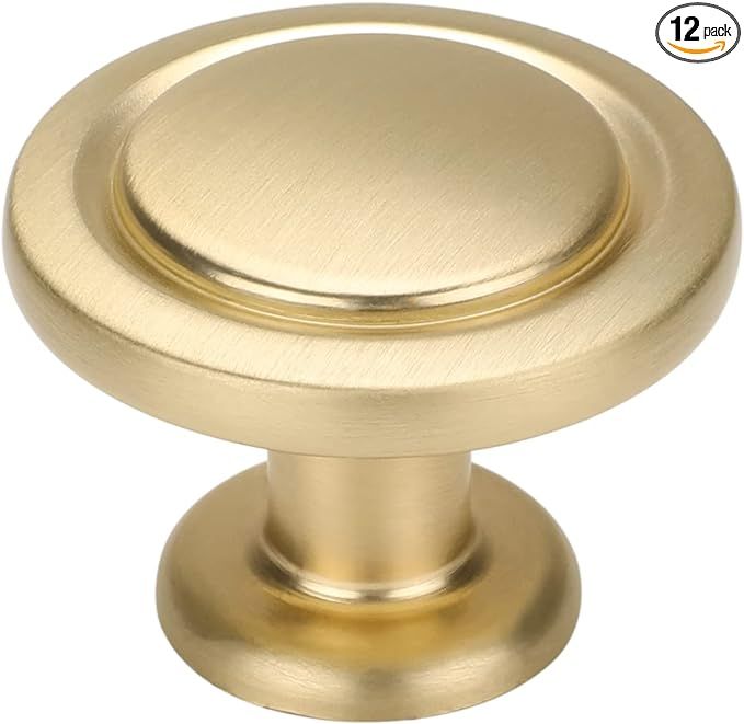 OYX 12Pack Gold Cabinet Knobs Brushed Brass Knobs,Gold Knobs for Kitchen Cabinet Hardware Modern ... | Amazon (US)