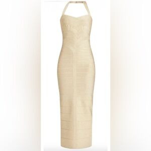 Hervé Léger The Metallic Iris dress Gold SIZE Small | Poshmark