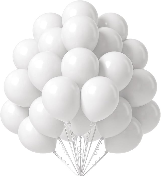 FOTIOMRG White Balloons, 12 inch, 50 Pack Matte Latex Party Balloons Helium Quality for Birthday,... | Amazon (US)