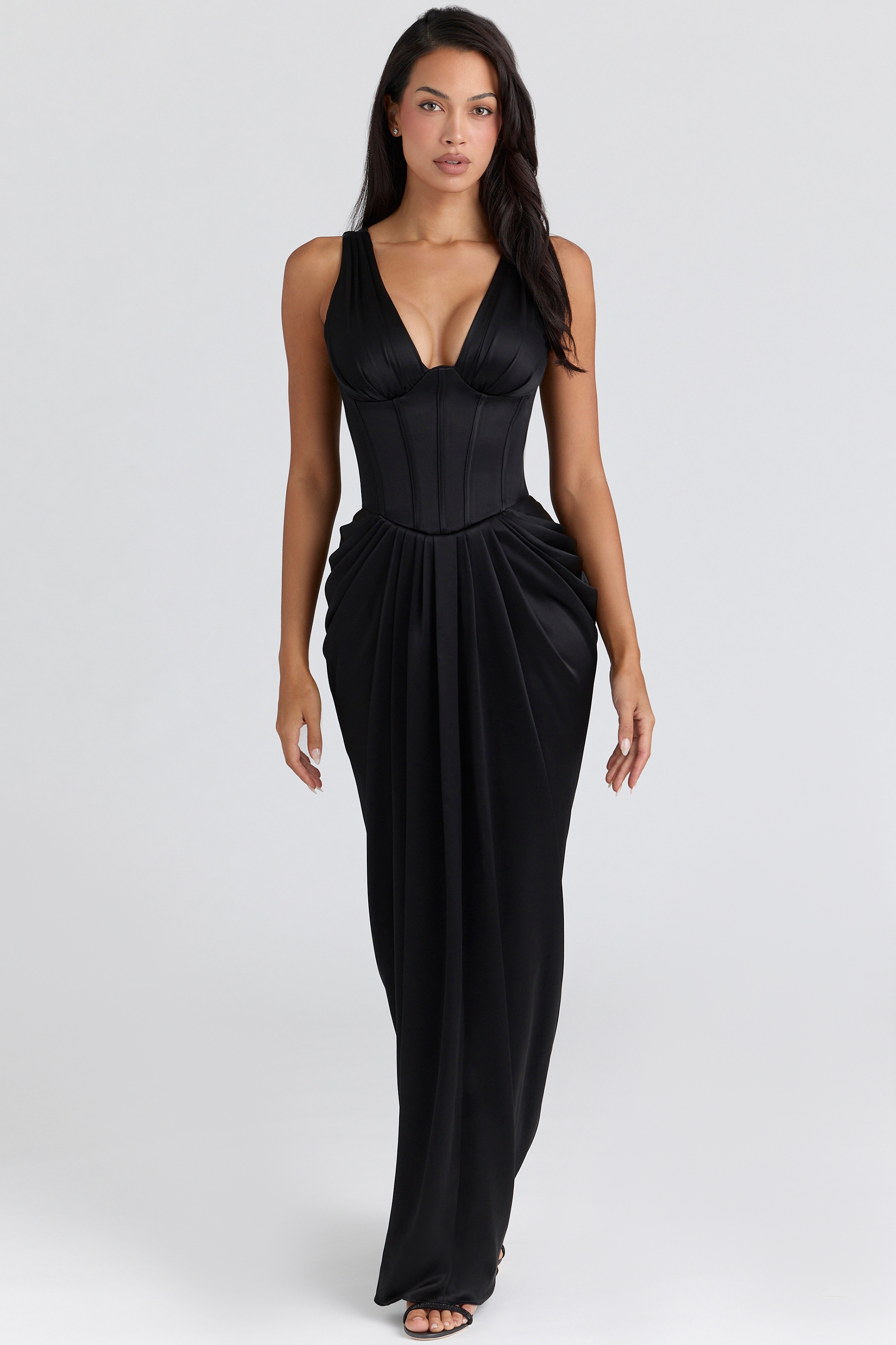 black satin hourglass maxi dress - limited edition | House of CB