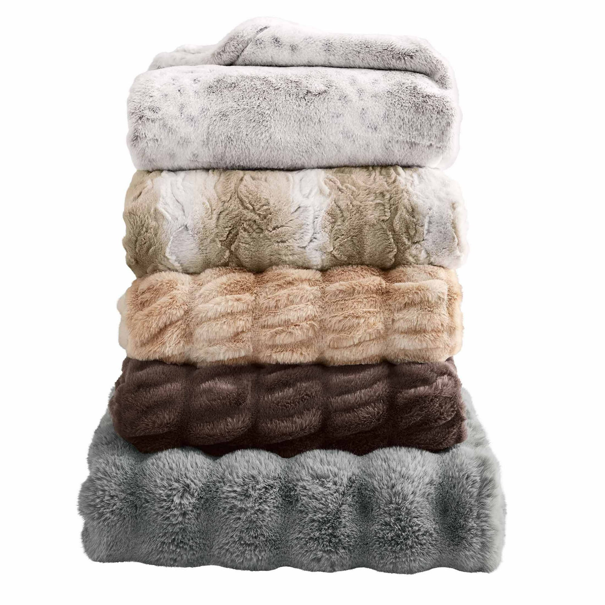 Better Homes & Gardens Brown Ruched Faux Fur Throw, 50"x72" | Walmart (US)