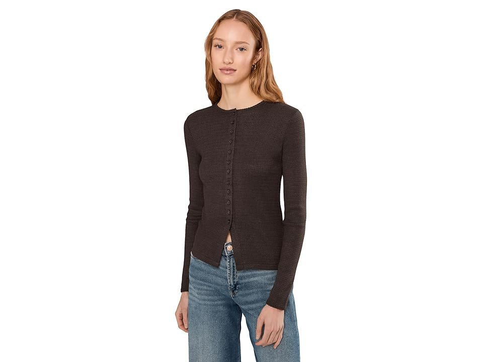 Madewell Joan Crewneck Snitty Waffle Women's Clothing Molasses : LG (Women's 10-12), Elastane/Polyamide/Polyester | Zappos