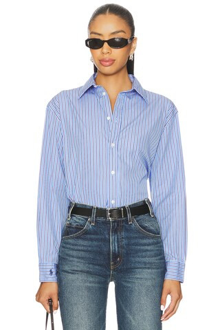 Polo Ralph Lauren Oversize Fit Striped Cotton Shirt in 1904 Light Blue & Navy Multi from Revolve.... | Revolve Clothing (Global)