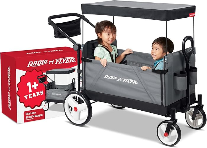 Radio Flyer City Luxe Stroll 'N Wagon, Gray All-Terrain Kids Stroller Wagon with Push or Pull Fun... | Amazon (US)