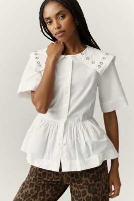 Damson Madder Cyrus Eyelet Organic Cotton Blouse | Anthropologie (US)