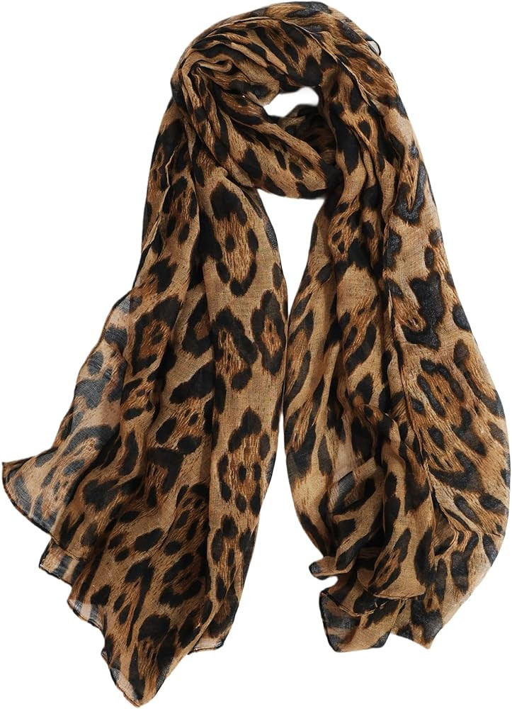 Women's Leopard Print Scarves Lady Lightweight Scarf Soft Sunscreen Shawls Vintage Wrap Shawl | Amazon (US)