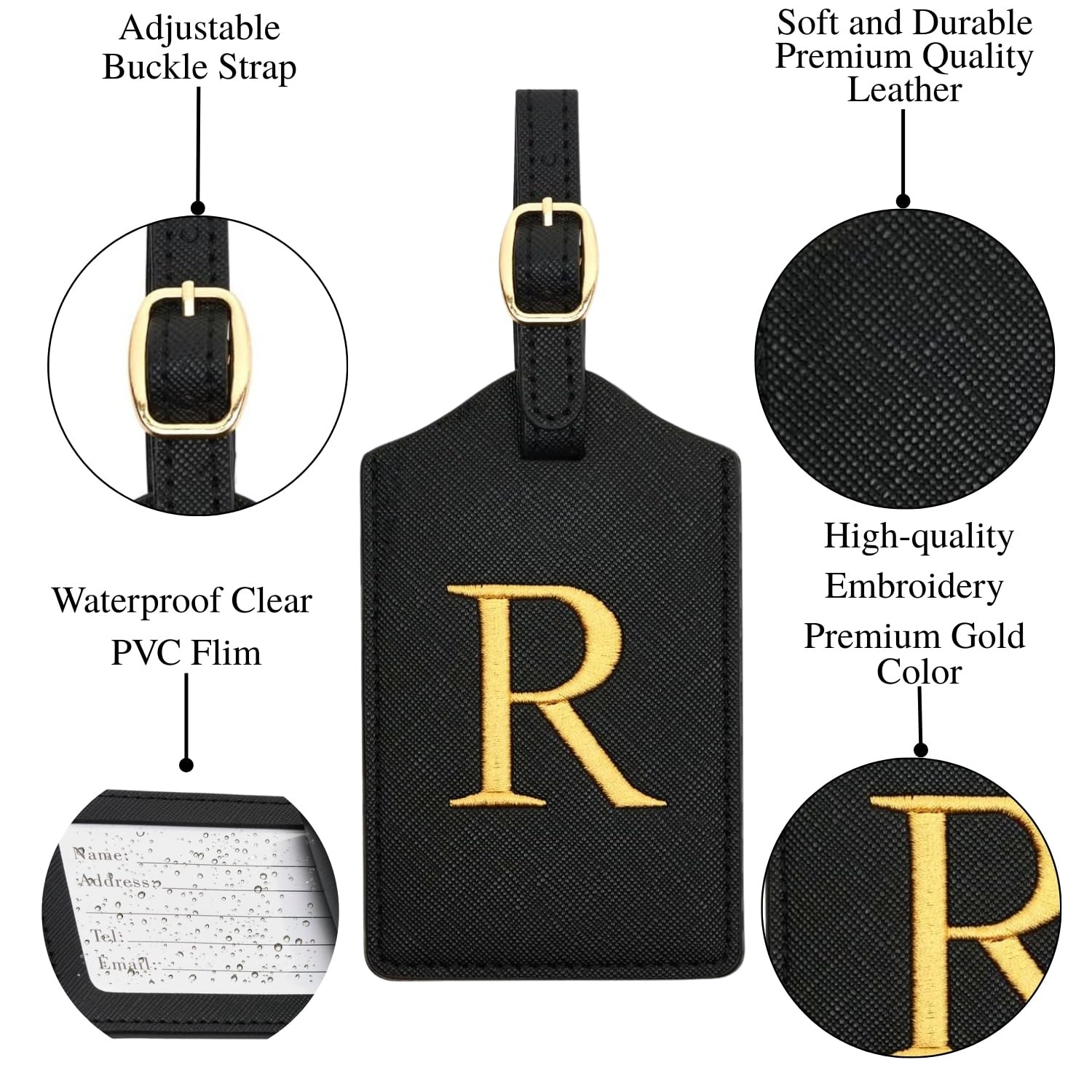 Luggage Tag PU Leather for Suitcase Baggage Handbag Travel Bag Label Suitcase Tag Label Tag w. Na... | Amazon (US)