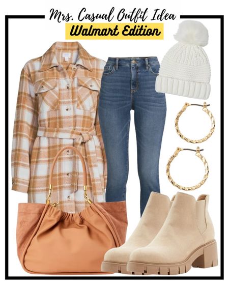 Walmart winter outfit idea. Belted plaid shacket. Lug boots and more  

#LTKSeasonal #LTKstyletip #LTKunder50