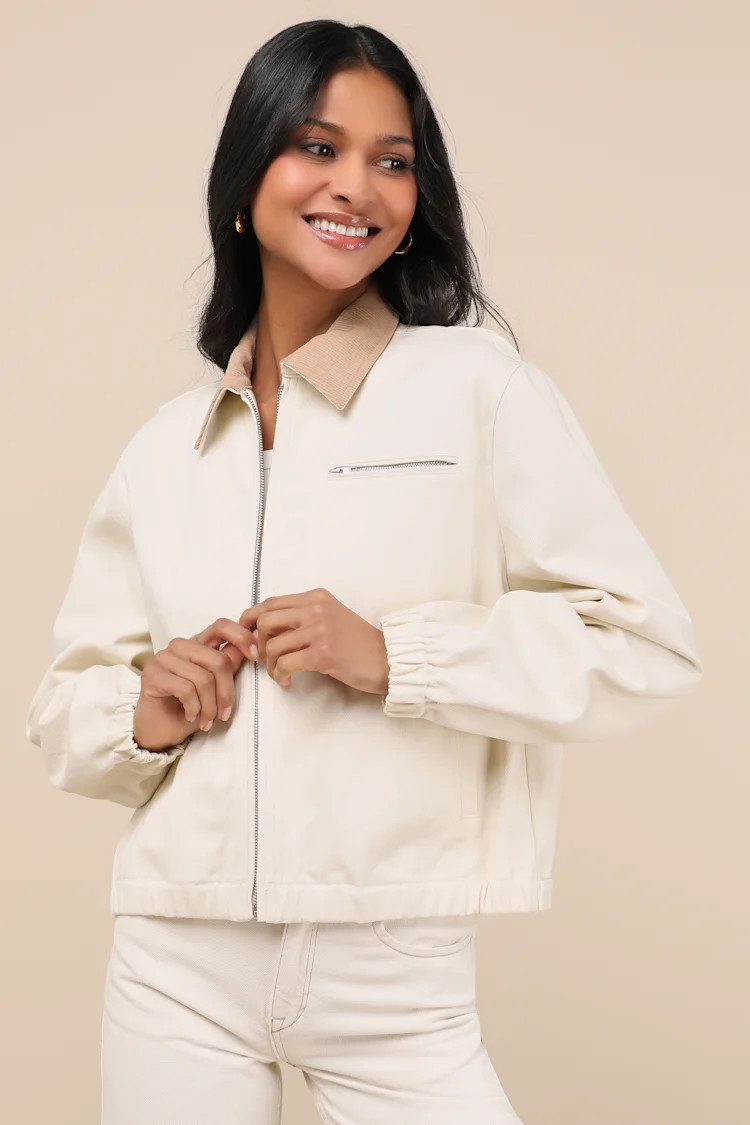Haimi Cream Cotton Barn Jacket | Lulus