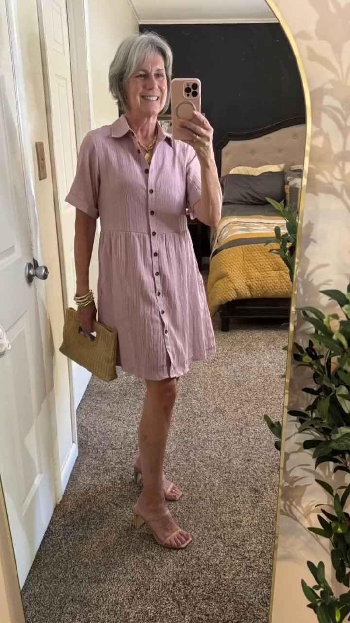 📣📣Baby doll button down dress with pockets. 

A great length but also easy to pair with biker shorts if it makes you more comfortable. 

The front is button down and the back is tiered for a nice contrast. 

Perfect to wear into fall with some boots and a jean jacket. 

It comes in sizes small-XXL and 9 solid colors. I am wearing a small for reference. 

How to buy ⬇️

✔️Comment SHOP and I will DM the link 
✔️Check my stories for the direct link
✔️Shop my Amazon Storefront linked in bio
✔️Link will be added to June Highlights 

🙏 Thank you so much for being here 
❤️ Follow for fashion, fitness and fun

#amazonfashion #casual #amazon #casualchic #fashionover40 #wearyourwardrobe #fashionover50 #outfitinspiration #ageless #summerstyle #over40 #over50 #amazonfashionfinds #styleinspo #fashionblogger#over40fashion #summer 
#over50fashion #ootd #affordablefashion

Fashion, fitness, casual clothing, summer styles, lounge sets, pants, tops, women’s clothing, dresses, shorts, vacation wear, beach styles, amazon