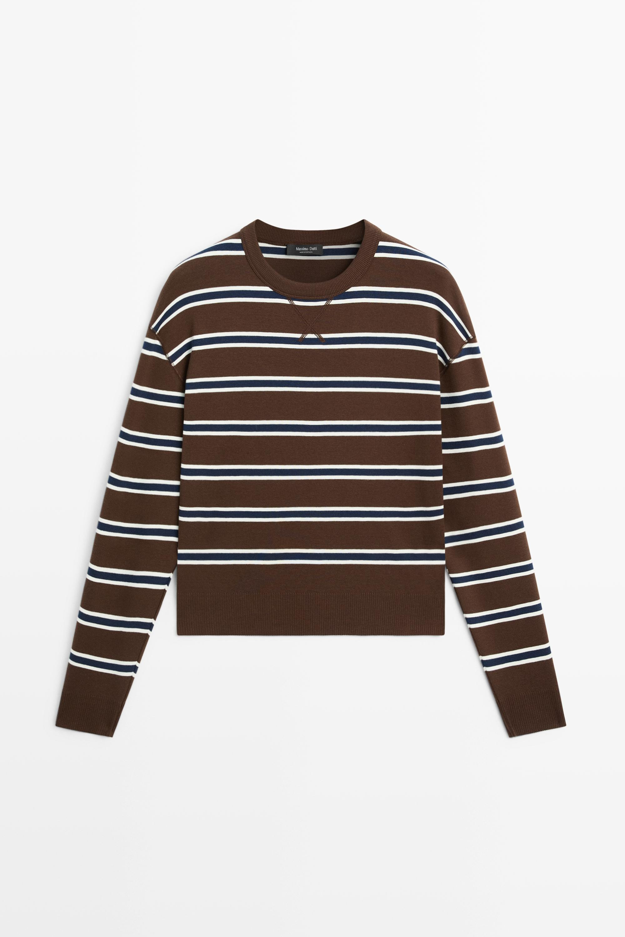 Striped interlock sweatshirt | Massimo Dutti UK