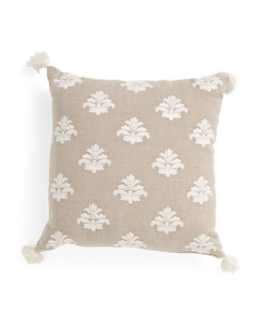 20x20  Linen Embroidered Floral Pillow | TJ Maxx