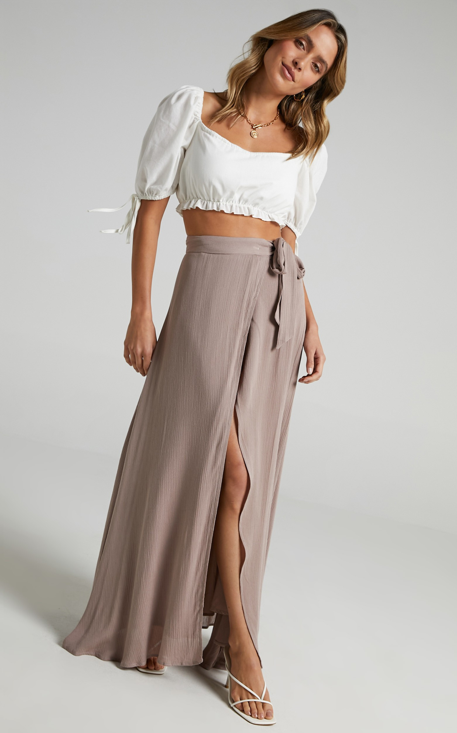 Break A Leg Wrap Thigh Split Maxi Skirt in Mocha | Showpo | Showpo - deactived