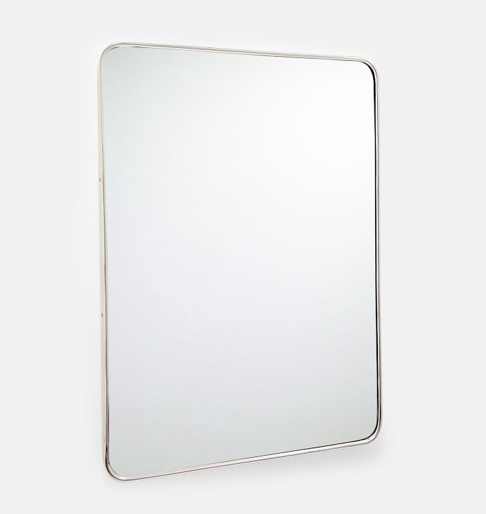 Rounded Rectangle Metal Framed Mirror - Polished Nickel | Rejuvenation