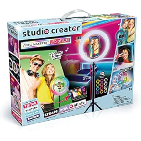Studio Creator INF 003UK Video Maker Kit Deluxe, Colour LED XL Green Screen, 1m Tripod, Remote, Clip | Amazon (UK)