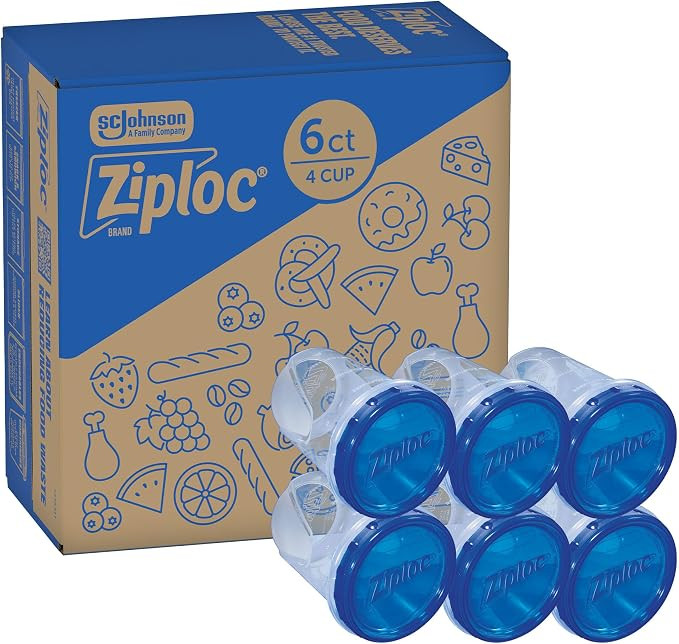 Ziploc Twist n Loc Food Storage Containers, Leak Resistant Design, Medium Round, 6 count | Amazon (US)