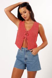 Kendall Knit Top - Red | Petal & Pup (US)