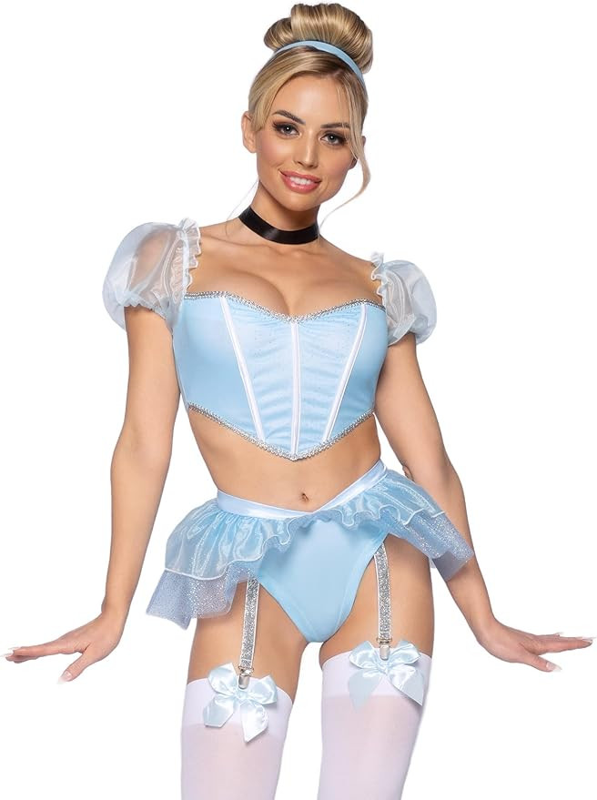 Leg Avenue Women's 4 Pc Glass Slipper Cinderella Dress Costume | Amazon (US)