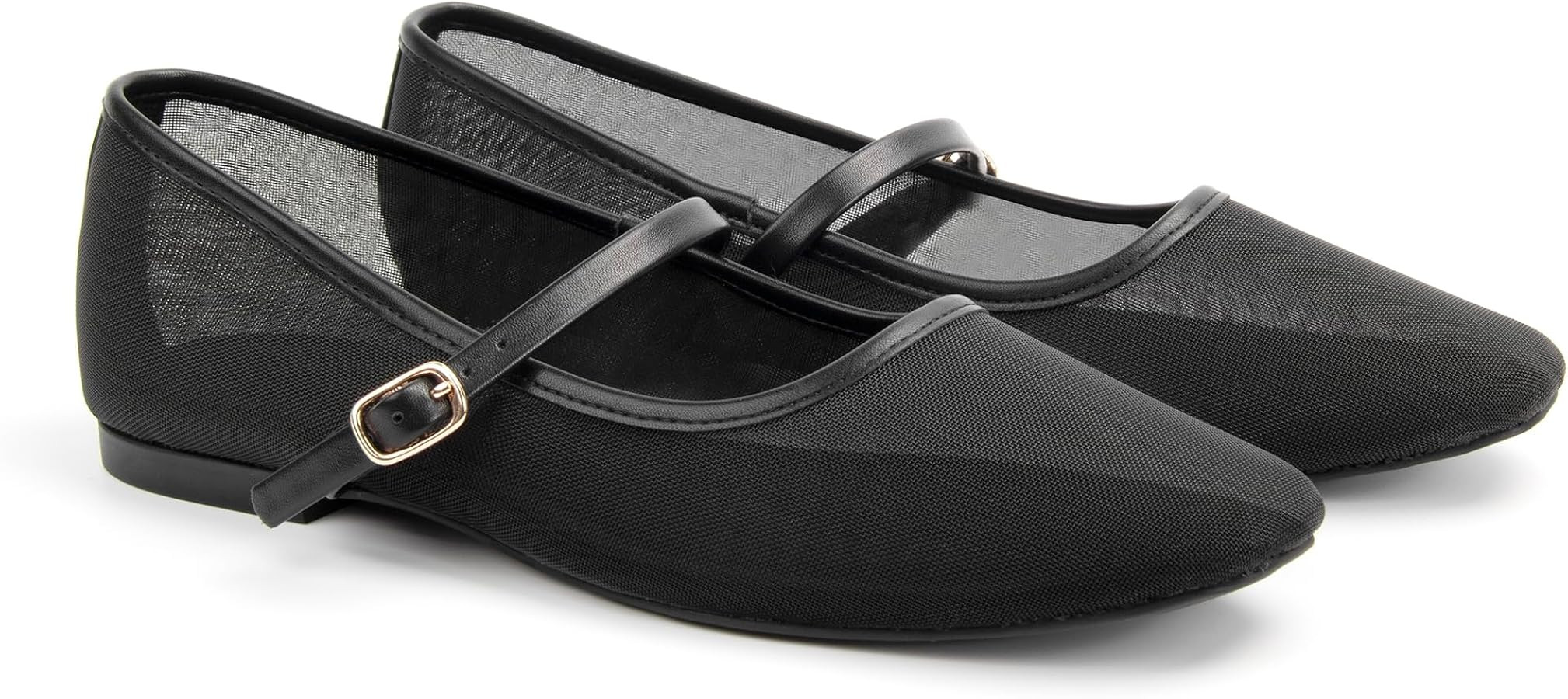 Mesh Ballet Flats Square Toe Mary Jane Flats Buckle Women Comfy Causal Dress Shoes | Amazon (US)