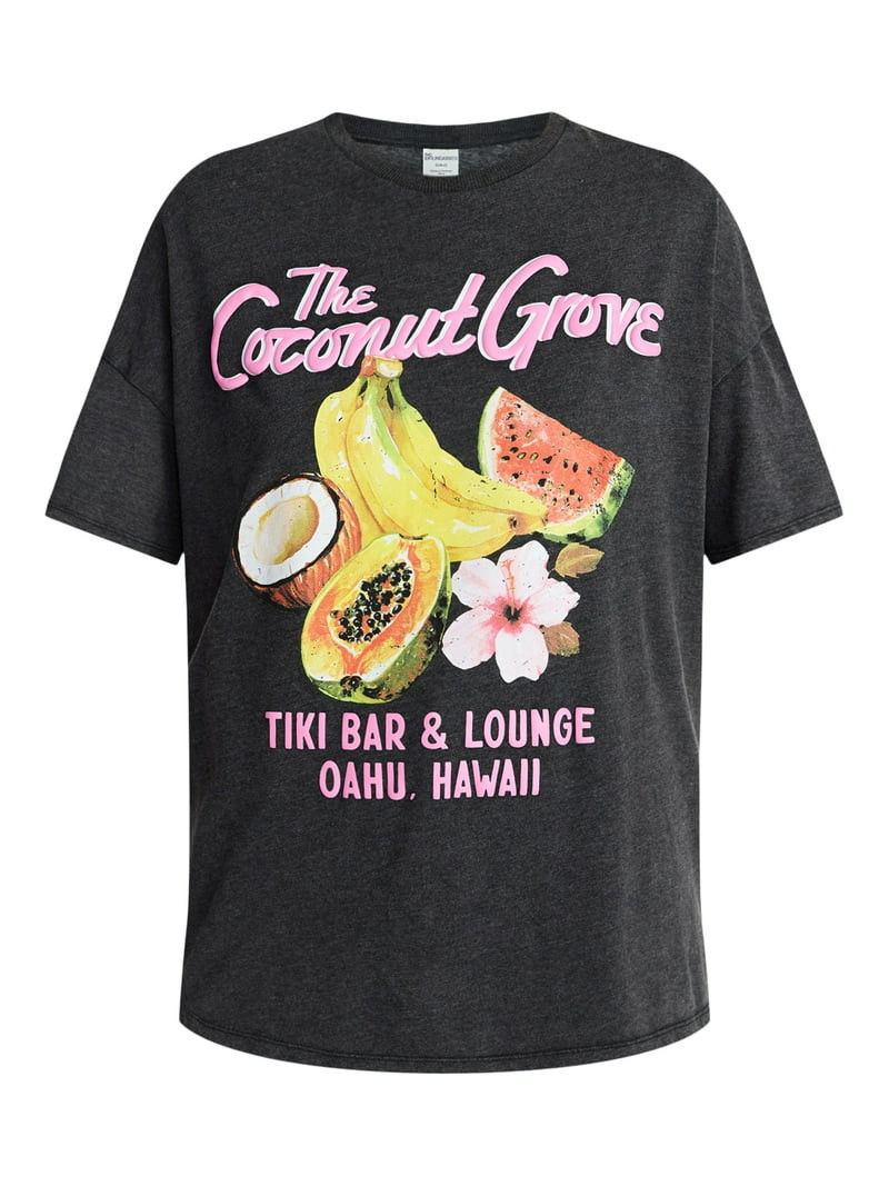 No Boundaries Washed Graphic Boyfriend Tee, Women's XXS-XXL | Walmart (US)