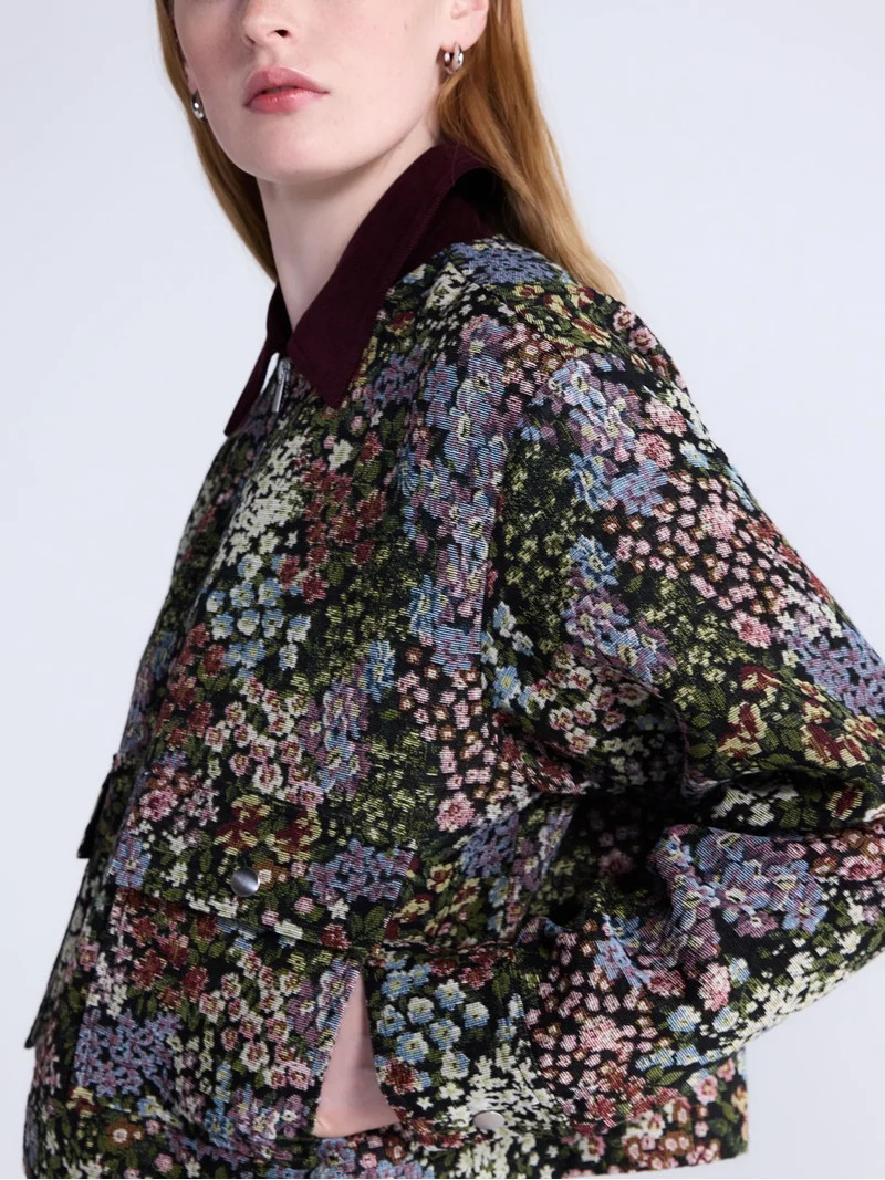 Free Assembly Women's and Women's Plus Cropped Jacquard Utility Jacket, Sizes XS-4X | Walmart (US)