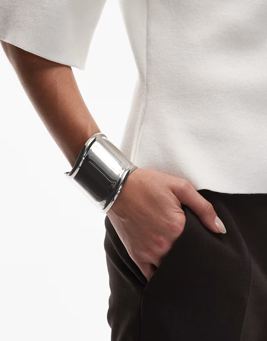 ASOS DESIGN large cuff bracelet in silver tone | ASOS (Global)