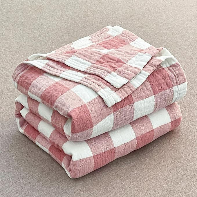 Cotton Throw Blanket, 80x90 Inch Plaid Checkered Flannel Blanket, Luxurious Soft Warm & Cozy Blan... | Amazon (US)