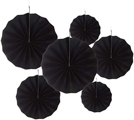 MOWO Black Paper Fans Hanging Decoration (Black, 6pc) | Amazon (US)